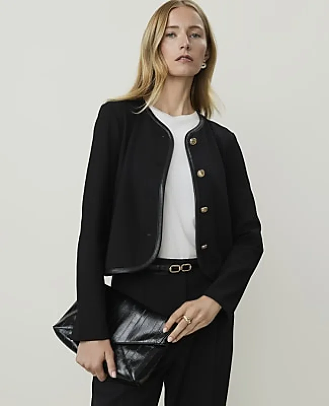 Ann Taylor Faux Leather Trim Jacket made by Ann Taylor