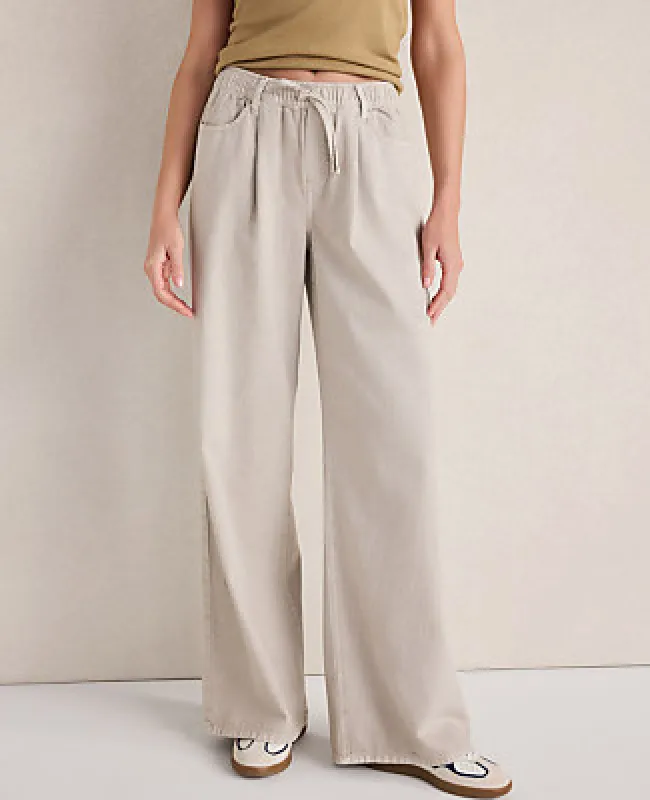 Ann Taylor Haven Well Within Cotton Denim Ecru Wide Leg Pants made by Ann Taylor