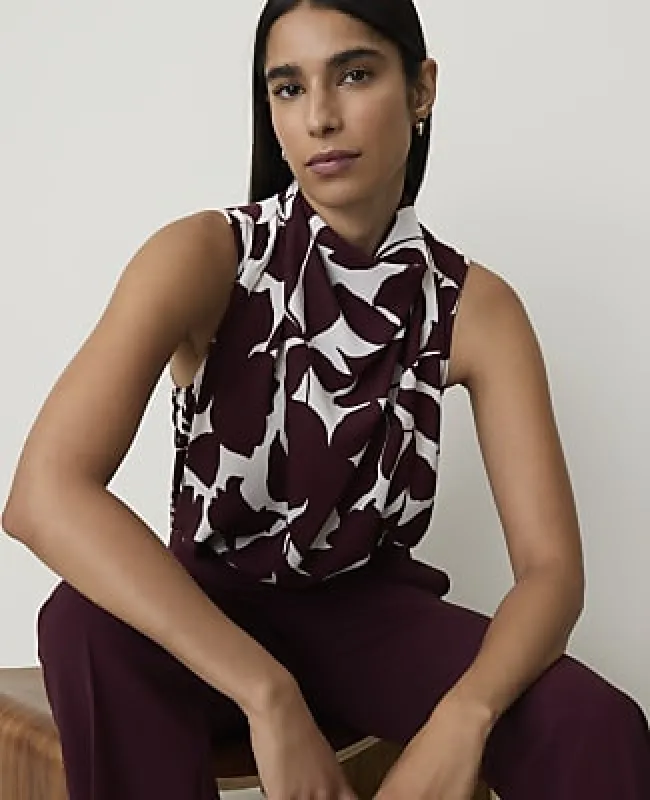 Ann Taylor Floral Draped Cowl Neck Top made by Ann Taylor
