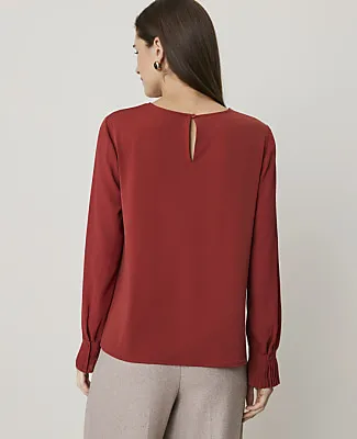Ann Taylor Petite Mixed Media Pleat Cuff Top sold by Ann Taylor product image thumbnail 2