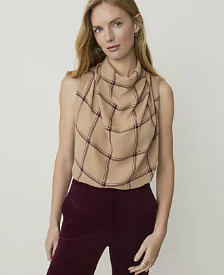 Ann Taylor Windowpane Mixed Media Sleeveless Top sold by Ann Taylor