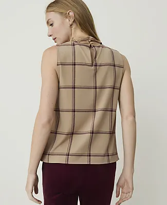 Ann Taylor Windowpane Mixed Media Sleeveless Top sold by Ann Taylor product image thumbnail 2