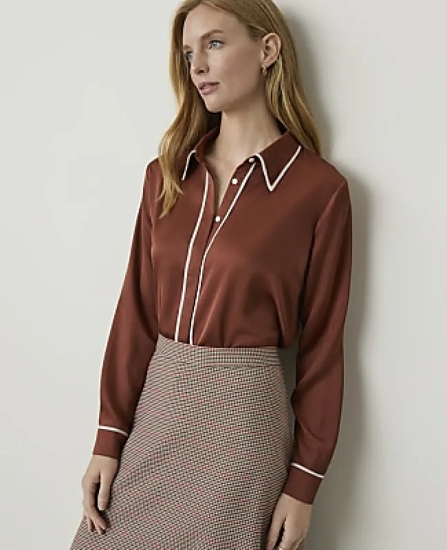 Ann Taylor Contrast Trim Button Down Shirt made by Ann Taylor
