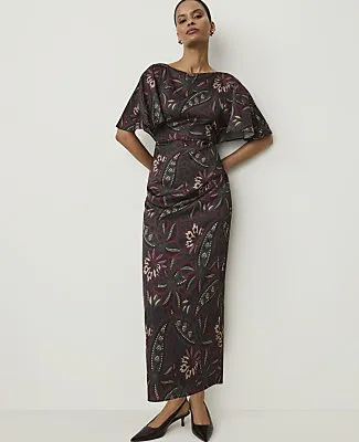 Ann Taylor Paisley Boatneck Column Midi Dress sold by Ann Taylor