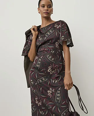 Ann Taylor Paisley Boatneck Column Midi Dress sold by Ann Taylor product image thumbnail 3