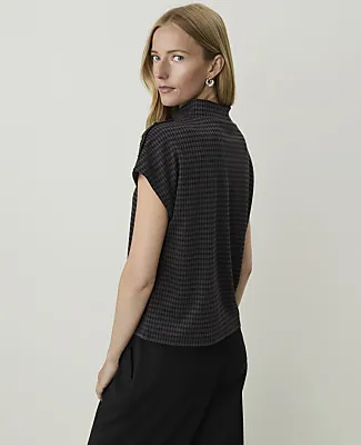 Ann Taylor Houndstooth Mock Neck Top sold by Ann Taylor product image thumbnail 2
