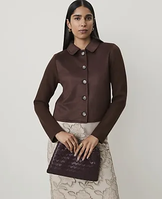 Ann Taylor Mixed Media Jacket in Faux Suede sold by Ann Taylor