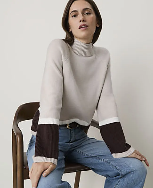 Ann Taylor Petite Colorblock Turtleneck Sweater made by Ann Taylor