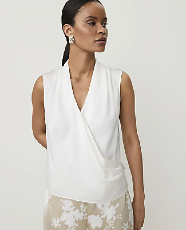 Ann Taylor Sleeveless Draped Wrap Top made by Ann Taylor