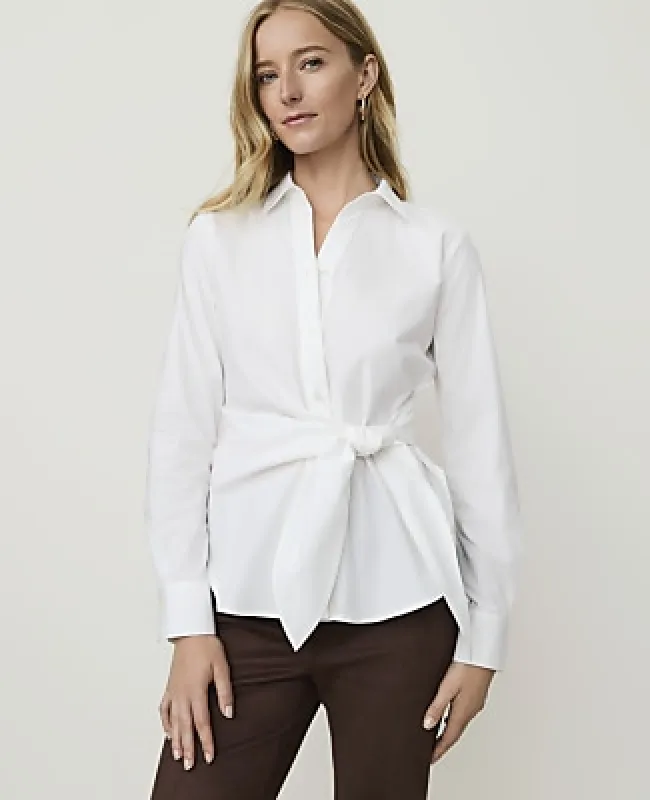 Ann Taylor Tie Waist Button Down Shirt made by Ann Taylor