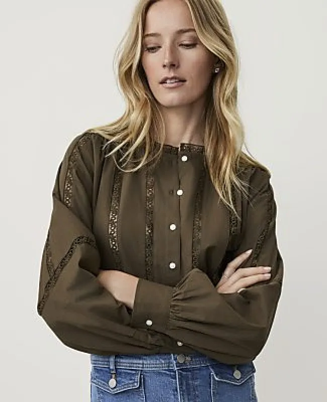 Ann Taylor Weekend Lace Trim Blouse made by Ann Taylor
