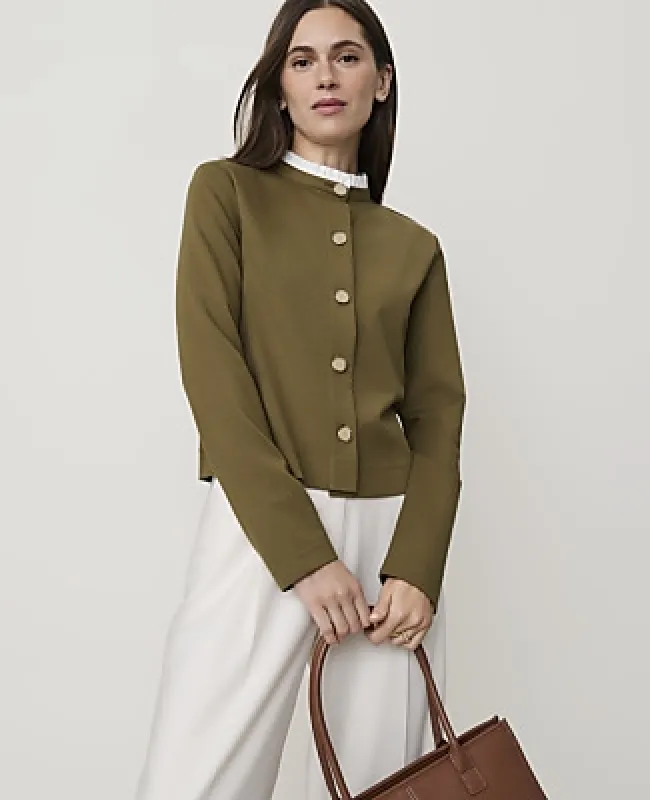 Ann Taylor Ruffle Collar Knit Jacket made by Ann Taylor