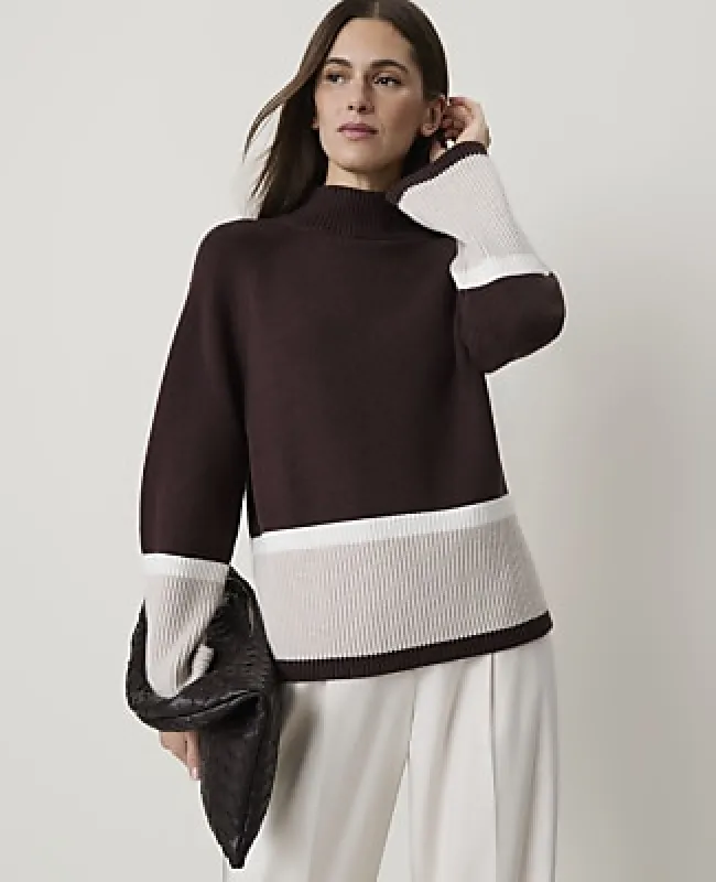 Ann Taylor Colorblock Turtleneck Sweater made by Ann Taylor
