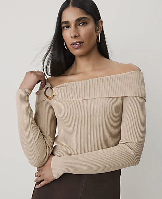 Ann Taylor Hardware Embellished Off-The-Shoulder Top made by Ann Taylor