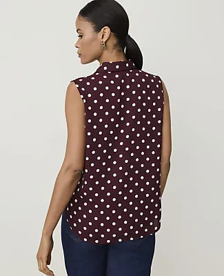 Ann Taylor Petite Polka Dot Shirred Sleeveless Shirt sold by Ann Taylor product image thumbnail 2