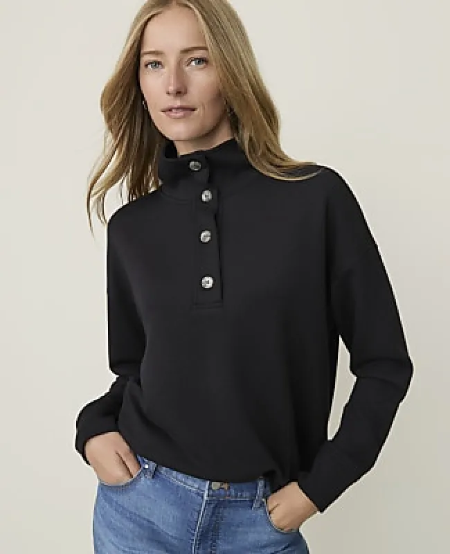 Ann Taylor Weekend Mockneck Sweatshirt in CloudPlush made by Ann Taylor