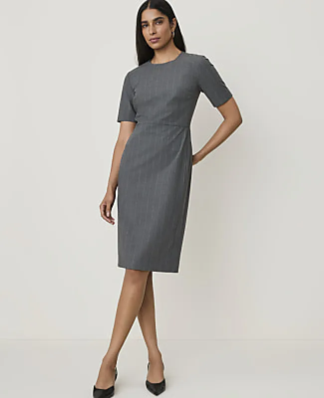 Ann Taylor Pinstripe Crew Neck Sheath Dress in Bi-Stretch made by Ann Taylor
