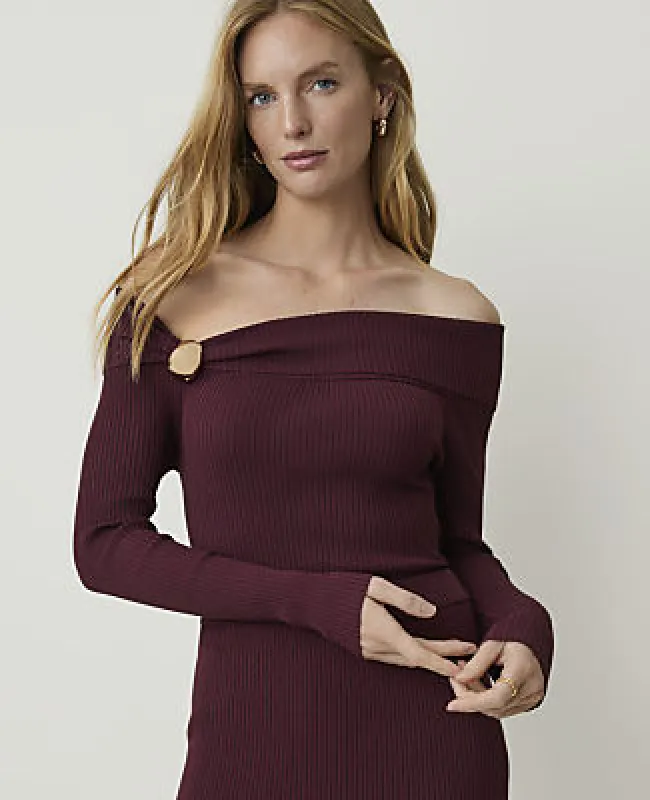 Ann Taylor Hardware Embellished Off-The-Shoulder Top made by Ann Taylor