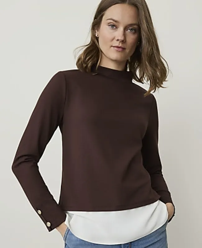 Ann Taylor Petite Layered Mock Neck Top made by Ann Taylor