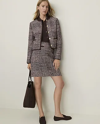 Ann Taylor Petite Weekend Glen Check Crew Neck Jacket sold by Ann Taylor product image thumbnail 3