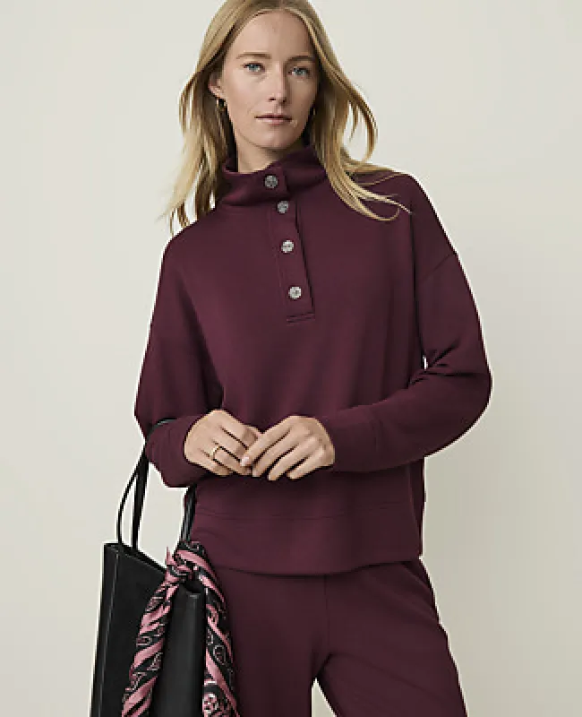 Ann Taylor Weekend Mockneck Sweatshirt in CloudPlush made by Ann Taylor