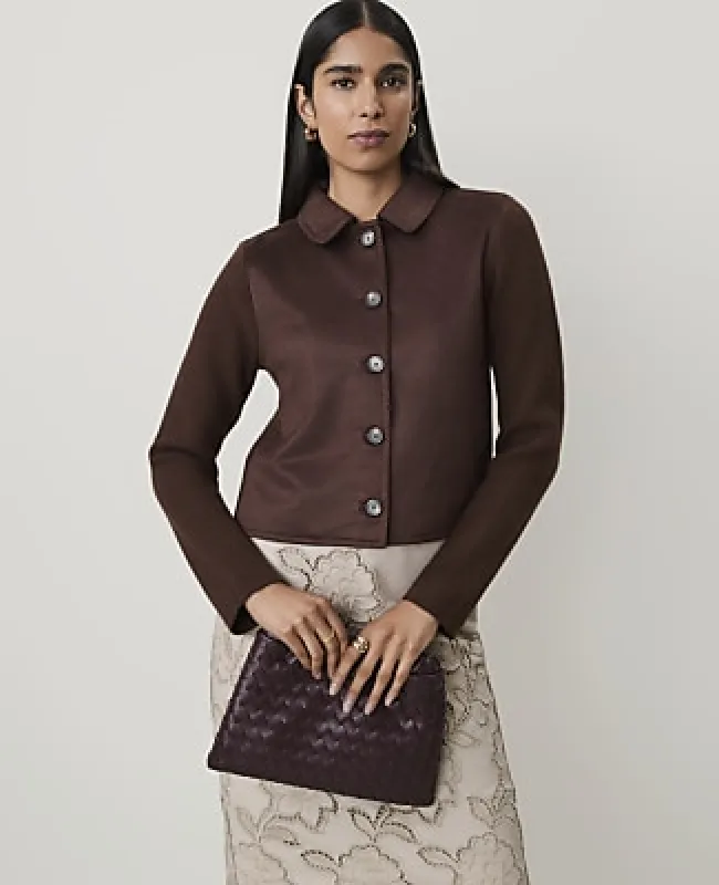 Ann Taylor Mixed Media Jacket in Faux Suede made by Ann Taylor