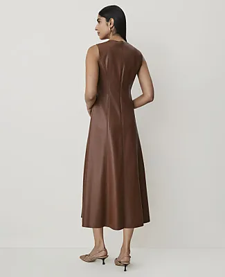 Ann Taylor Petite Flare Midi Dress in Faux Leather sold by Ann Taylor product image thumbnail 2