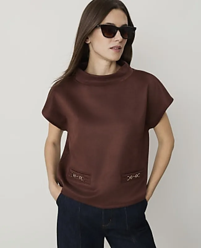 Ann Taylor Mock Neck Top in Faux Suede made by Ann Taylor