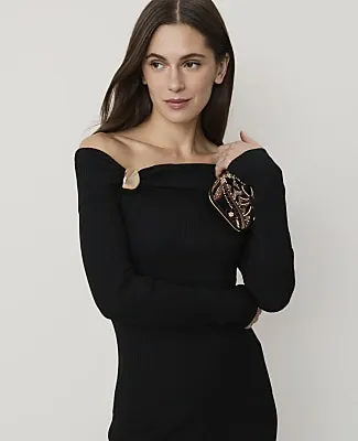 Ann Taylor Hardware Embellished Off-The-Shoulder Top sold by Ann Taylor product image thumbnail 2