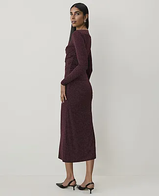 Ann Taylor Dotted Shirred Midi Dress sold by Ann Taylor product image thumbnail 2