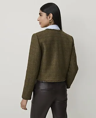 Ann Taylor Petite Cropped Crew Neck Jacket in Tweed sold by Ann Taylor product image thumbnail 2