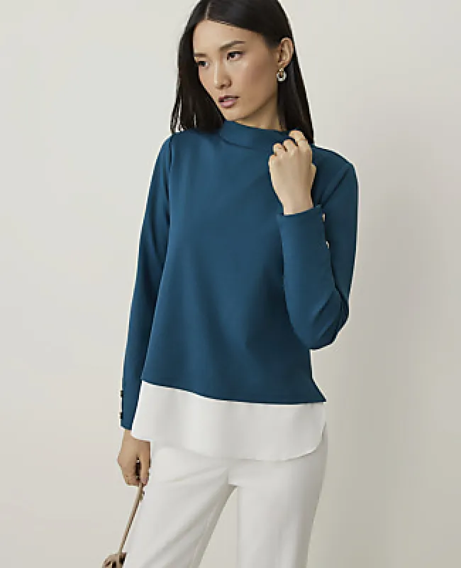 Ann Taylor Layered Mock Neck Top made by Ann Taylor