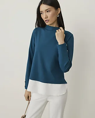 Ann Taylor Layered Mock Neck Top sold by Ann Taylor
