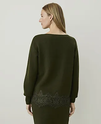 Ann Taylor Petite Lace Trim Boatneck Sweater sold by Ann Taylor product image thumbnail 2