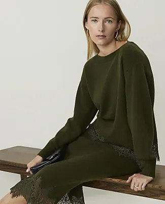 Ann Taylor Petite Lace Trim Boatneck Sweater sold by Ann Taylor product image thumbnail 3