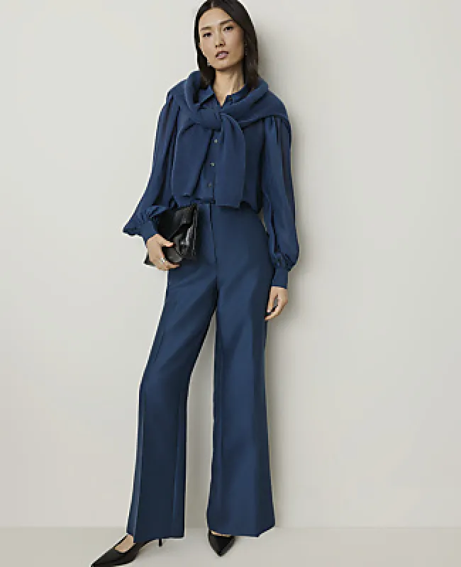 Ann Taylor Studio Wide-Leg Pant in Silk made by Ann Taylor