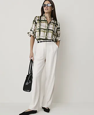 Ann Taylor Plaid Ruffle Collar Shirt sold by Ann Taylor product image thumbnail 3