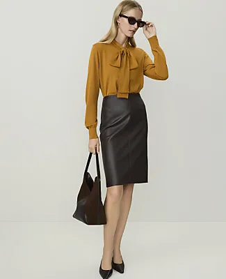 Ann Taylor Pencil Skirt in Faux Leather sold by Ann Taylor