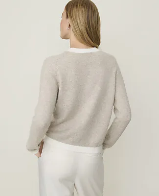 Ann Taylor Contrast Trim Crew Neck Cardigan sold by Ann Taylor product image thumbnail 2