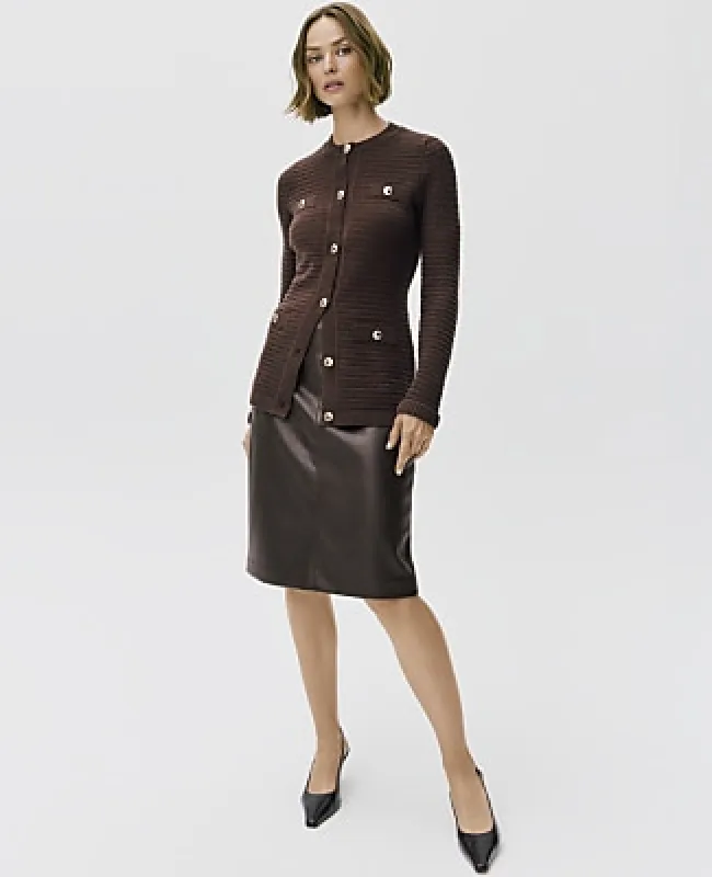 Ann Taylor Petite Pencil Skirt in Faux Leather made by Ann Taylor