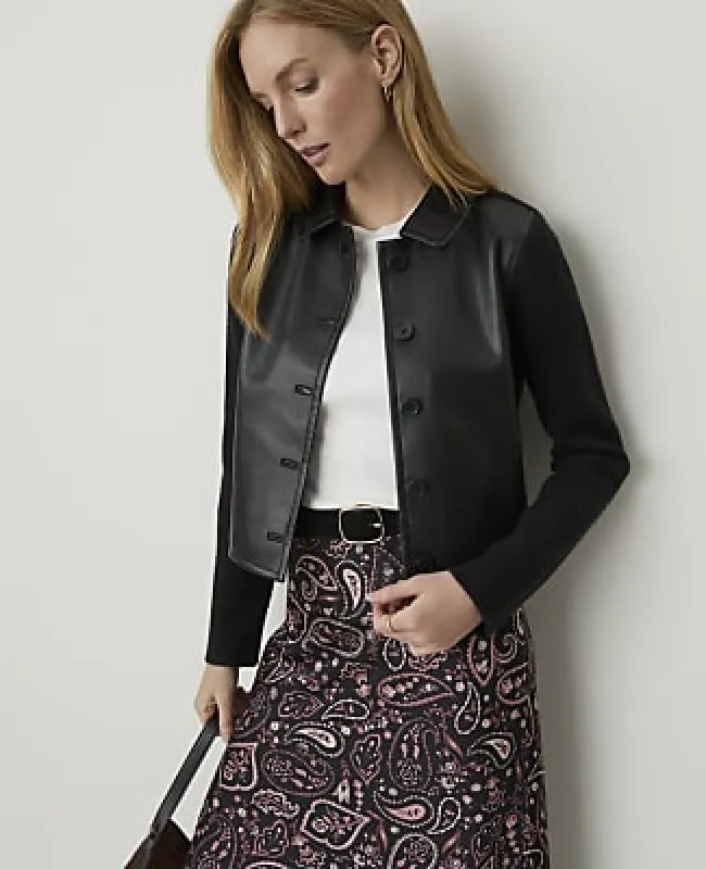 Ann Taylor Collared Mixed Media Jacket made by Ann Taylor