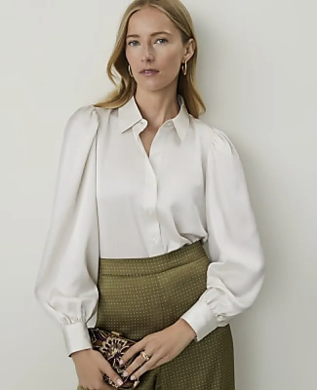 Ann Taylor Collared Blouson Sleeve Shirt made by Ann Taylor
