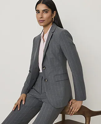 Ann Taylor The Petite Pinstripe Belted Greenwich Blazer in Bi-Stretch sold by Ann Taylor