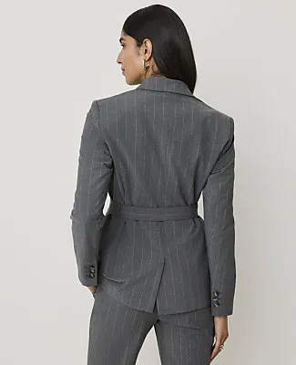 Ann Taylor The Petite Pinstripe Belted Greenwich Blazer in Bi-Stretch sold by Ann Taylor product image thumbnail 2