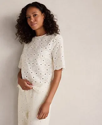 Ann Taylor Haven Well Within Organic Cotton Eyelet Short Sleeve Top sold by Ann Taylor