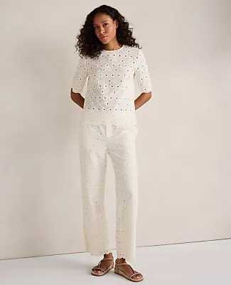 Ann Taylor Haven Well Within Organic Cotton Eyelet Short Sleeve Top sold by Ann Taylor product image thumbnail 3