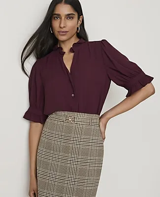 Ann Taylor Ruffle Collar Shirt sold by Ann Taylor