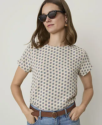 Ann Taylor Floral Mixed Media Tee sold by Ann Taylor