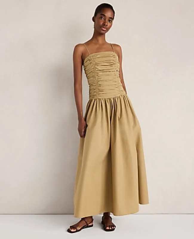 Ann Taylor Haven Well Within Organic Cotton Poplin Ruched Bodice Dress made by Ann Taylor