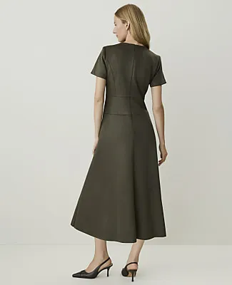 Ann Taylor Seamed Crew Neck Midi Dress in Faux Suede sold by Ann Taylor product image thumbnail 2